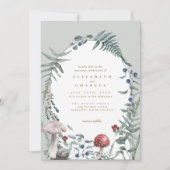 Elegant Woodland Mushroom Fern Wedding Einladung (Vorderseite)