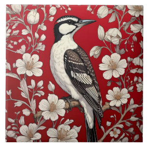 Elegant Woodpecker Floral William Morris Inspirier Fliese