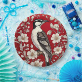 Elegant Woodpecker Floral William Morris Inspirier Pappteller (Party)