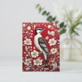 Elegant Woodpecker Floral William Morris Inspirier Postkarte (Stehend Vorderseite)