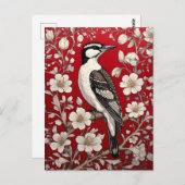 Elegant Woodpecker Floral William Morris Inspirier Postkarte (Vorne/Hinten)