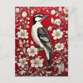 Elegant Woodpecker Floral William Morris Inspirier Postkarte (Vorderseite)