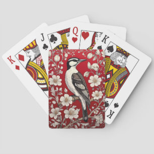 Elegant Woodpecker Floral William Morris Inspirier Spielkarten