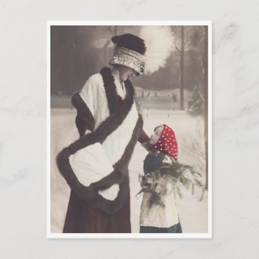 Elegant Wooman & Poor Girl Vintage Mode Postkarte (Vorderseite)