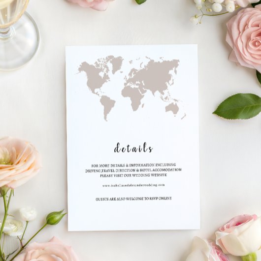 ELEGANT World Map Wedding details Einladung