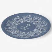 Elegant Wreath and Cross Blue Boy Baptism Pappteller (Schrägansicht)