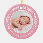 Elegant Wreath Baby's First Christmas | FOTO Keramik Ornament (Vorne)