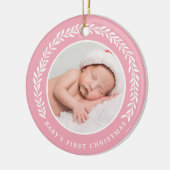 Elegant Wreath Baby's First Christmas | FOTO Keramik Ornament (Links)
