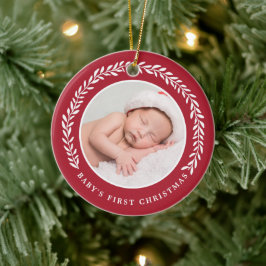 Elegant Wreath Baby's First Christmas | FOTO Keramikornament
