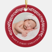 Elegant Wreath Baby's First Christmas | FOTO Keramikornament (Vorne)