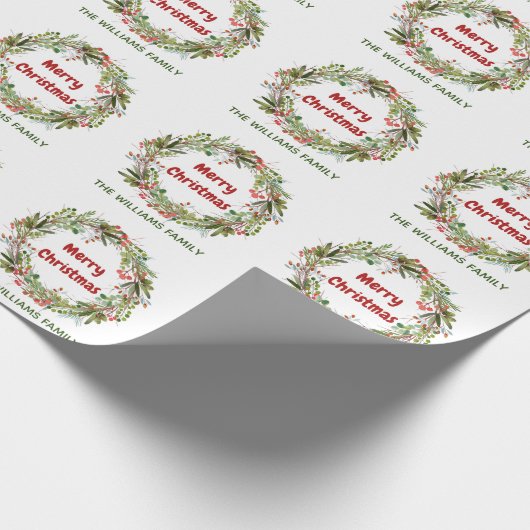 Elegant Wreath Christmas Geschenkpapier (Ecke)