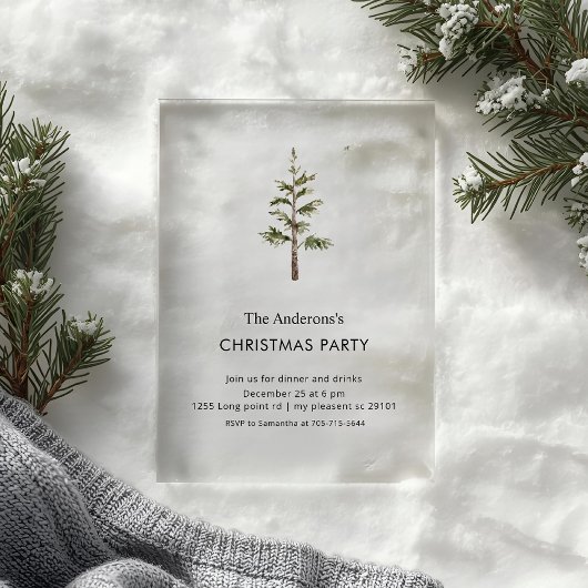 Elegant Wreath Christmas Party Acrylic Invitation Acryleinladungen