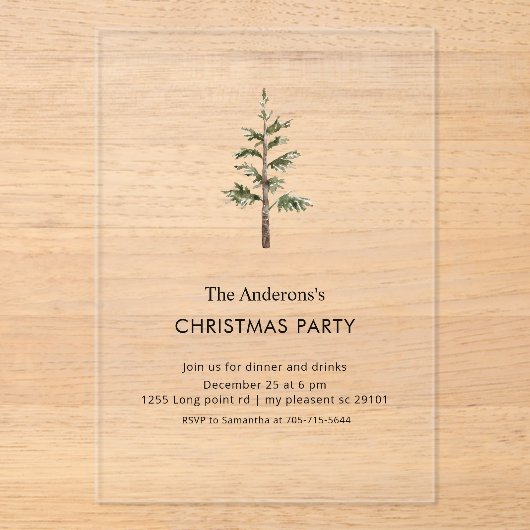 Elegant Wreath Christmas Party Acrylic Invitation Acryleinladungen (Vorderseite)