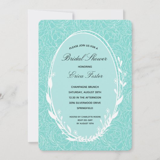 Elegant Wreath Floral Bridal Dusche Einladungen (Vorderseite)