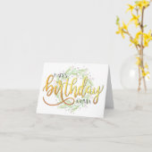 Elegant Wreath Modern Custom Gold Birthday Karte (Gelbe Blume)