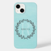 Elegant Wreath Monogram | AQUAMARIN Case-Mate iPhone Hülle (Rückseite)