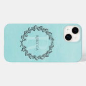 Elegant Wreath Monogram | AQUAMARIN Case-Mate iPhone Hülle (Rückseite (Horizontal))