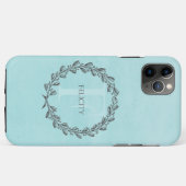Elegant Wreath Monogram | AQUAMARIN Case-Mate iPhone Hülle (Rückseite (Horizontal))