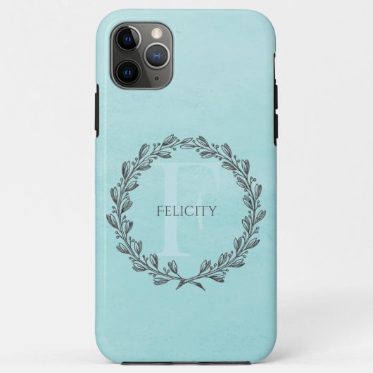 Elegant Wreath Monogram | AQUAMARIN Case-Mate iPhone Hülle (Rückseite)