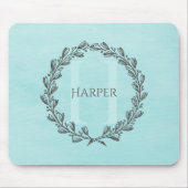 Elegant Wreath Monogram | Aquamarine Mauspad (Vorne)