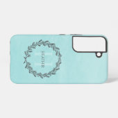 Elegant Wreath Monogram | Aquamariner Fall Samsung Samsung Galaxy Hülle (Rückseite (Horizontal))