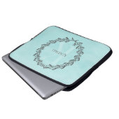 Elegant Wreath Monogram | Aquamariner Laptop-Sieb Laptopschutzhülle (Vorne Knopf)