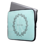 Elegant Wreath Monogram | Aquamariner Laptop-Sieb Laptopschutzhülle (Vorderseite Links)