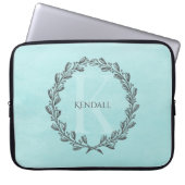Elegant Wreath Monogram | Aquamariner Laptop-Sieb Laptopschutzhülle (Vorderseite)