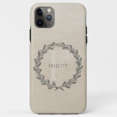 Elegant Wreath Monogram | Beige Case-Mate iPhone Hülle (Rückseite)