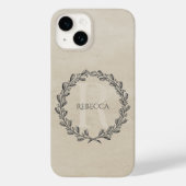 Elegant Wreath Monogram | Beige Case-Mate iPhone Hülle (Rückseite)