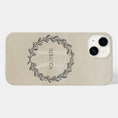 Elegant Wreath Monogram | Beige Case-Mate iPhone Hülle (Rückseite (Horizontal))