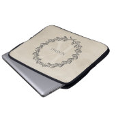 Elegant Wreath Monogram | Beige Laptop-Siebe Laptopschutzhülle (Vorne Knopf)