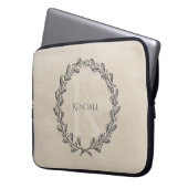Elegant Wreath Monogram | Beige Laptop-Siebe Laptopschutzhülle (Vorderseite Links)