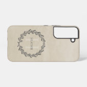 Elegant Wreath Monogram | Beige Samsung Galaxy Hülle (Rückseite (Horizontal))