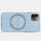 Elegant Wreath Monogram | Blau Case-Mate iPhone Hülle (Rückseite (Horizontal))
