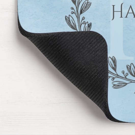 Elegant Wreath Monogram | Blue Mouse Pad Mousepad (Ecke)