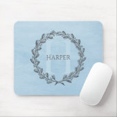 Elegant Wreath Monogram | Blue Mouse Pad Mousepad (Mit Mouse)