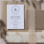 Elegant Wreath Monogram Foto Wedding Einladung