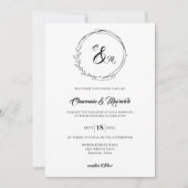 Elegant Wreath Monogram Foto Wedding Einladung (Vorderseite)