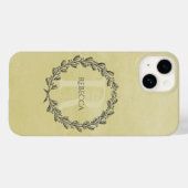 Elegant Wreath Monogram | Gelb Case-Mate iPhone Hülle (Rückseite (Horizontal))