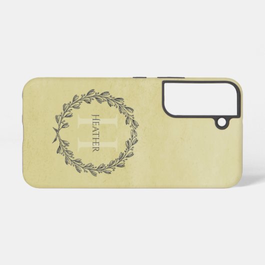 Elegant Wreath Monogram | Gelb Samsung Galaxy Hülle (Rückseite (Horizontal))