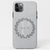 Elegant Wreath Monogram | Grau Case-Mate iPhone Hülle (Rückseite)
