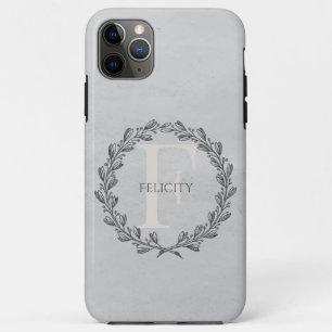 Elegant Wreath Monogram Grau Case-Mate iPhone Hülle