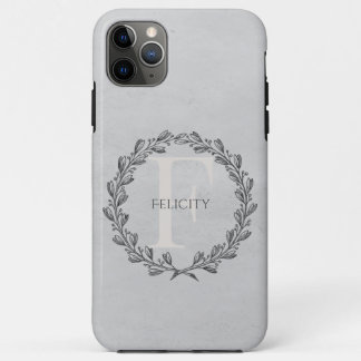 Elegant Wreath Monogram | Grau Case-Mate iPhone Hülle