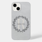 Elegant Wreath Monogram | Grau Case-Mate iPhone Hülle (Rückseite)