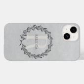 Elegant Wreath Monogram | Grau Case-Mate iPhone Hülle (Rückseite (Horizontal))