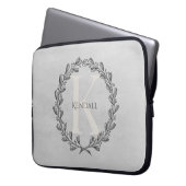 Elegant Wreath Monogram | Grau Laptopschutzhülle (Vorderseite Links)