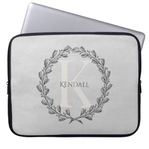 Elegant Wreath Monogram   Grau Laptopschutzhülle