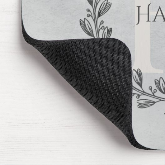 Elegant Wreath Monogram | Grau Mousepad (Ecke)