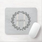Elegant Wreath Monogram | Grau Mousepad (Mit Mouse)